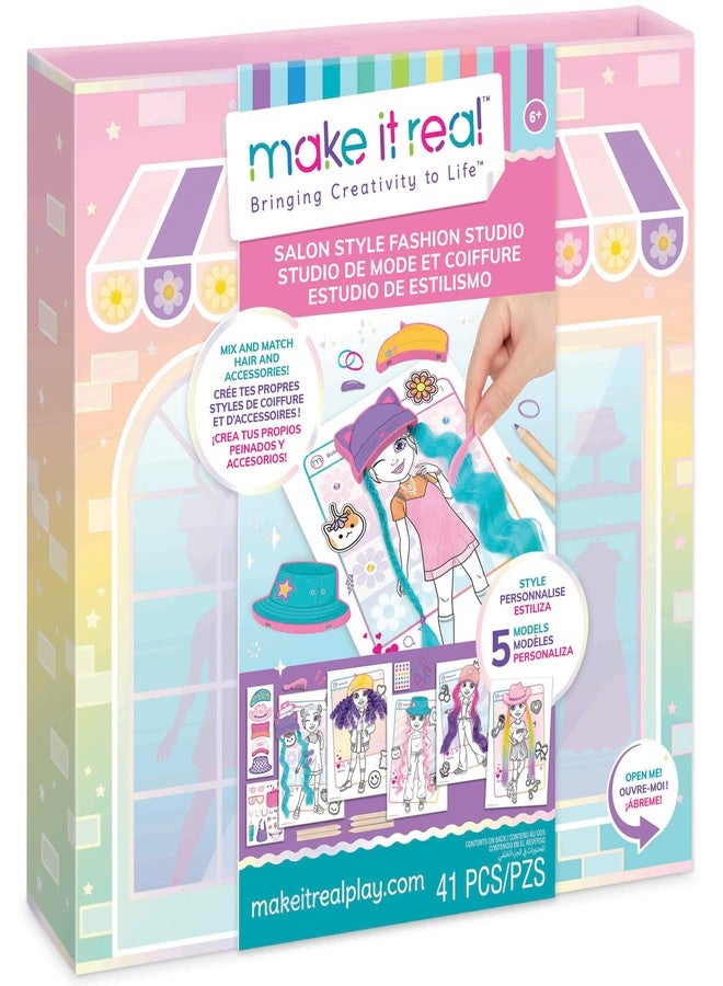 Make It Real: Salon Style Fashion Studio - 5 Model Design Boards, Mix & Match Hair-Hats-Accessories, Comb-Elastics-Barrettes, Tweens-Girls-Kids 6+ - Image 1